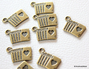 11 x Zinc Alloy Bronze Playing Cards Charm Pendants